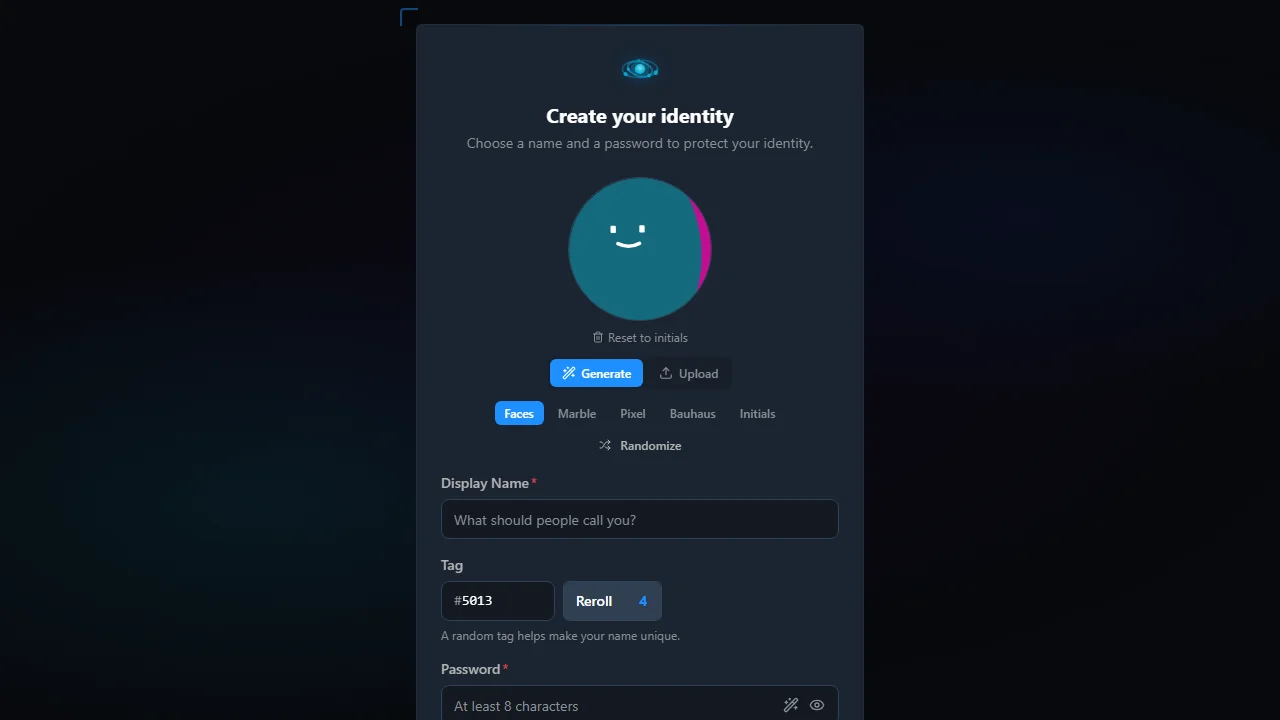Identity creation flow